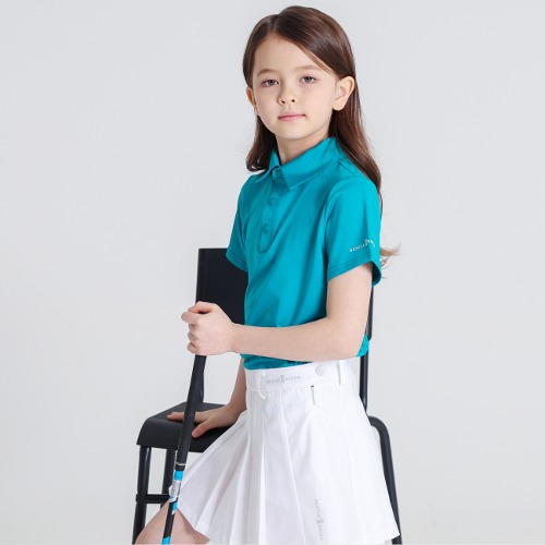 (145재고소량)Kids/Junior golf 반팔 카라 티셔츠 (블루 그린)