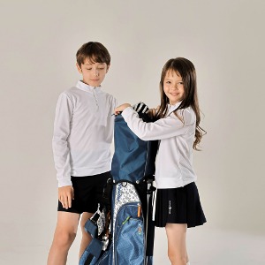 kids / junior golf 데일리 화이트 긴팔 집업티셔츠 ( 사계절 )